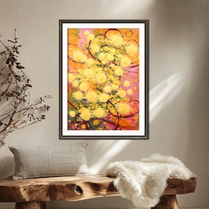 Mimosa Blossom Wall Art – Digital Botanical Print, Spring Floral Decor, Yellow Acacia Tree Art
