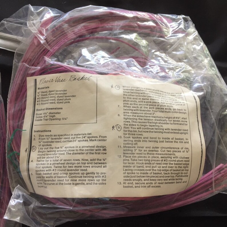 Vintage Flower Vase Basket Weaving Kit Lyn Siler and Carolyn Kemp design dyed reed instructions 4.5 x 6.25h x 5.25 d