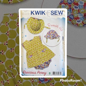 KWIK Sew 3907 Cartamodello per abito da bambino, fiori di peonia preziosa e Ha. gonna arricciata. Taglia: neonato - 24 mesi. tasche. bambino NON TAGLIATO