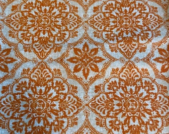 Moroccan Orange cotton sewing quilt fabric 17" x 44"wide. Keepsake Quilting Richloom fabrics Joann Remnant tile print pattern