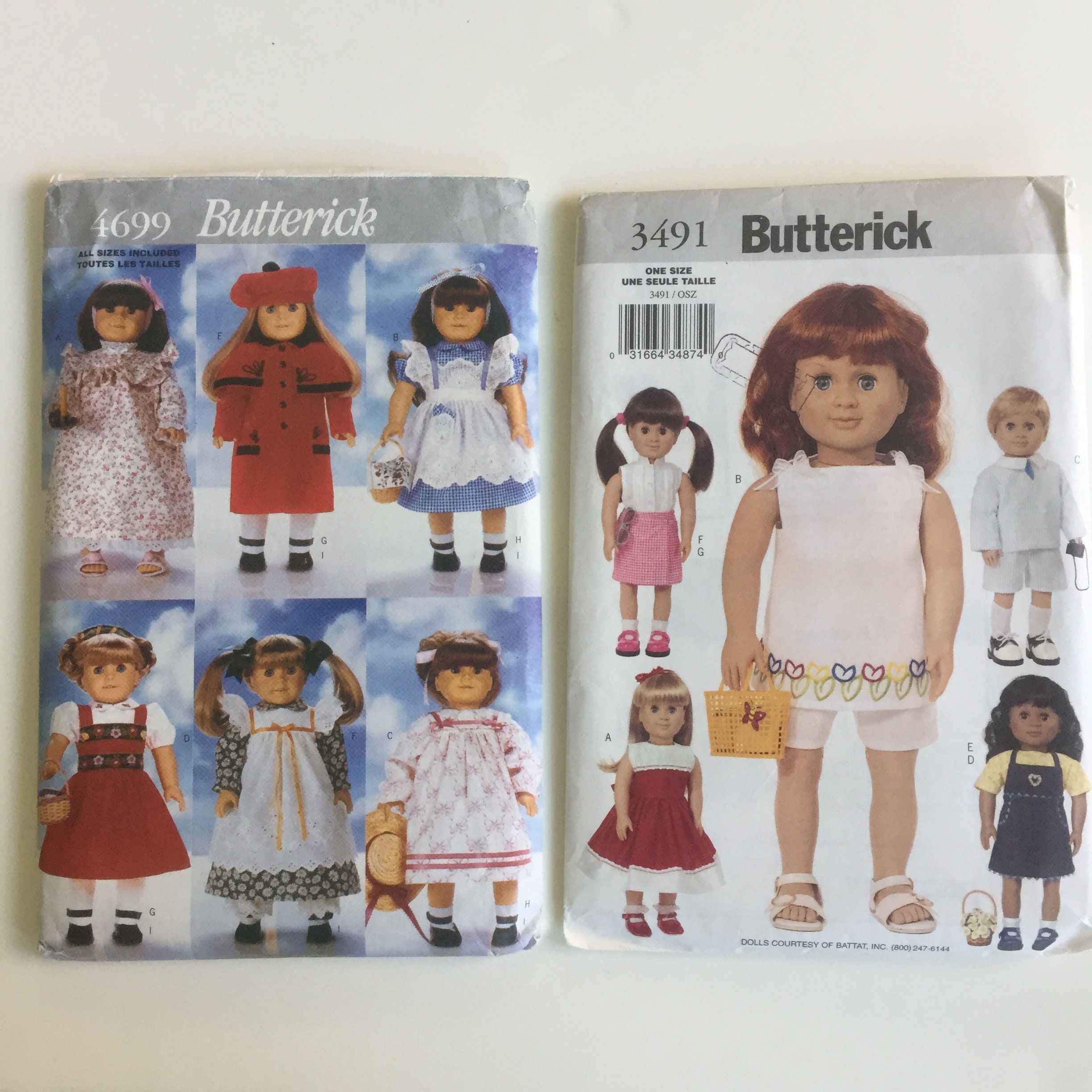 Butterick 3491 And 4699 Sewing Patterns 18 Inch Doll Etsy