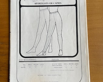 Green Pepper 406 Womens Sport Tights Capris Pants Hip 35-44 sizes Stirrup elastic waist sportights jeggings knit fabric UNCUT sewing pattern