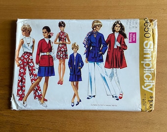 Simplicity 8650 60's fashion Work Wardrobe sewing pattern Size 14, bust 36 Unlined belted jacket, pleated skirt, blouse, pantsuit