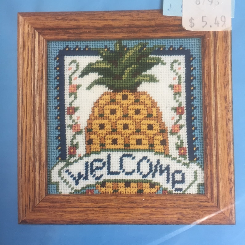 floss mesh canvas Crossstitchembroidery Candamar PINEAPPLE Welcome Picture 3009 counted Cross Stitch kit New in package
