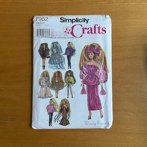 Simplicity 7952 Barbie sewing pattern Wendy Everett designs 11 1/2 doll formal/wedding/bridal/evening wardrobe/outfits Shrugs/gloves/purse image 1