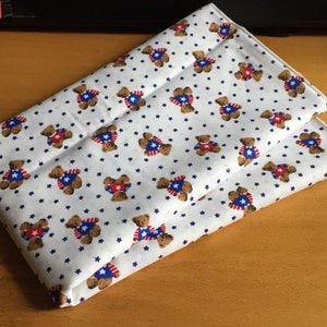 Sold By The yard x 44" wide quilting cotton. STAR Bears Faye Liverman Burgos Marcus Brothers Holiday Vintage 4th of July fabric 90s
