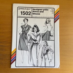Stretch & sew 1502 Drop shoulders Designer Yoke Dress and Top sewing pattern knit fabrics. ann person Bust size 30-46 long/cap sleeve UNCUT