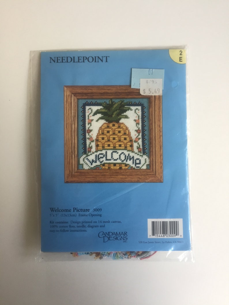 floss mesh canvas Crossstitchembroidery Candamar PINEAPPLE Welcome Picture 3009 counted Cross Stitch kit New in package