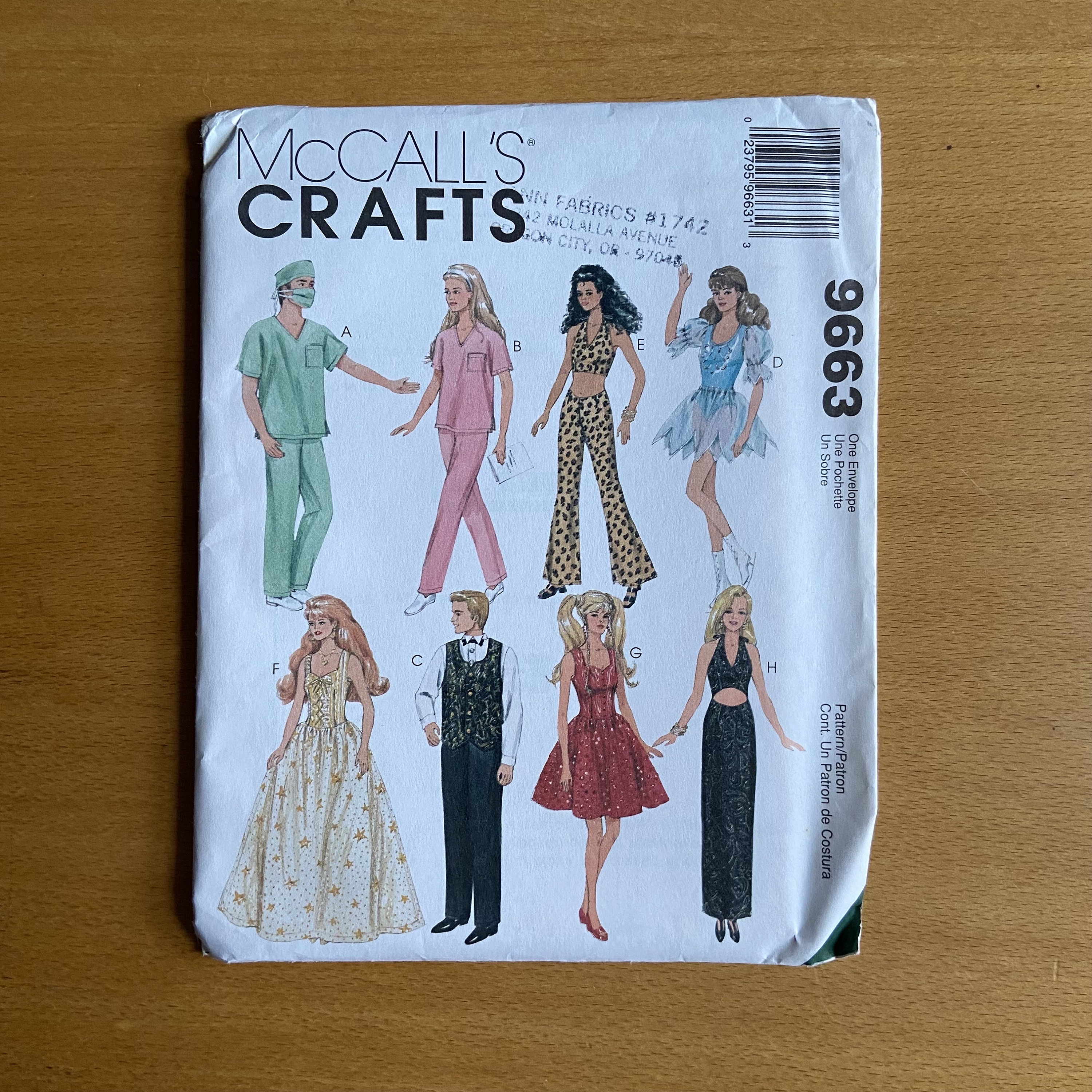 Mccalls Craft 9663/649 Fashion Doll Sewing Pattern 11 1/2