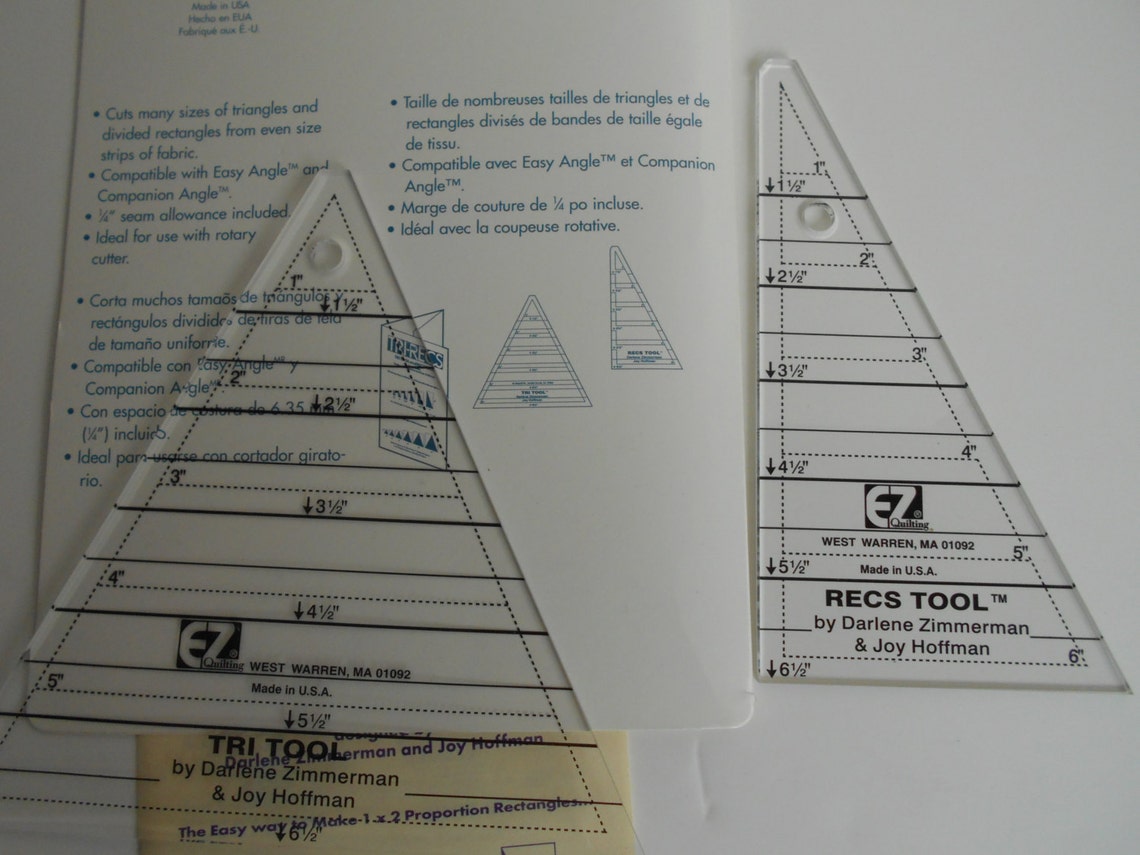 EZ Quilting TRIRECS Tools quilt rulers by Darlene Zimmerman Etsy
