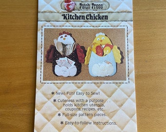 Patch Press sewing patterns Kitchen Chicken. Handmade gifts. Kathie Dixon design chickie pocket holds wooden spoons/coupons/recipes UNCUT