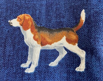Dogs on Blue Background Joan Messmore Cranston VIP OOP  Vintage quilt fabric/polished cotton breeds: Labs/Terriers/Beagles Sold by the yard