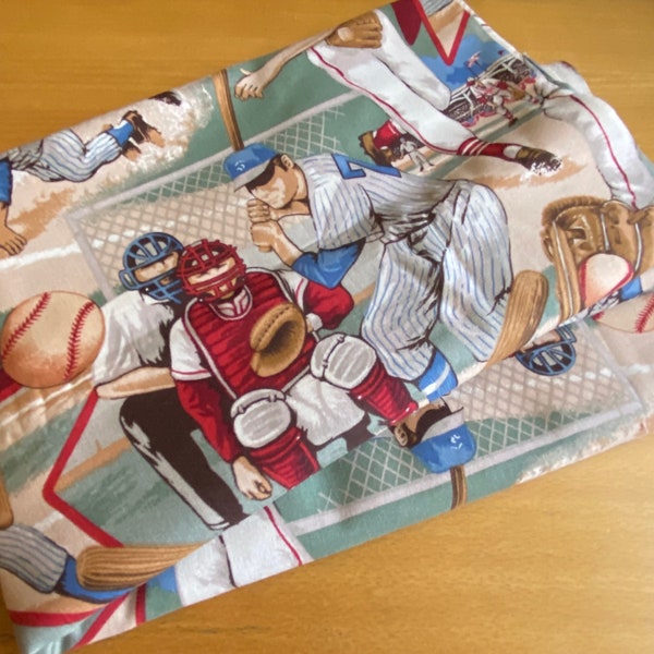 Sold by the yard  x 44" wide cotton. Bases Loaded  Vintage fabric c.2007. Alexander Henry Baseball Batter Up All Star large print