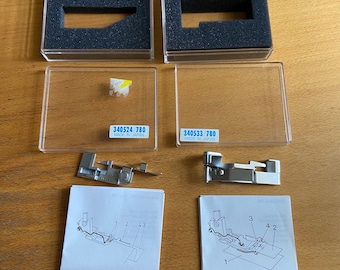 2 Sewing Machine feet  PFAFF 340524 blindstitch Presser foot and 340533 Shirring Shirring Foot Pfaff Hobbylock serger/overlocker made Japan