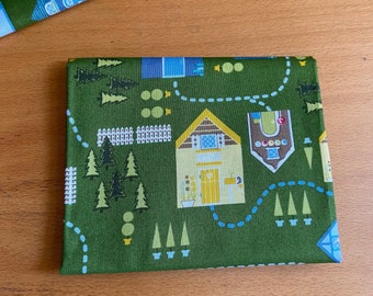 FQ Storybook Lane fabric Fat quarters 18" x 22" each. Candy houses on green background Andover 5724 Kelly Lee-Creel c.2011