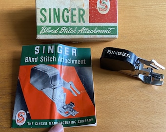 Singer Blind Stitch Attachment  no. 160616 for Lock Stitch Low Shank sewing machines Vintage notion Invisible hemming tool. 1950s Box