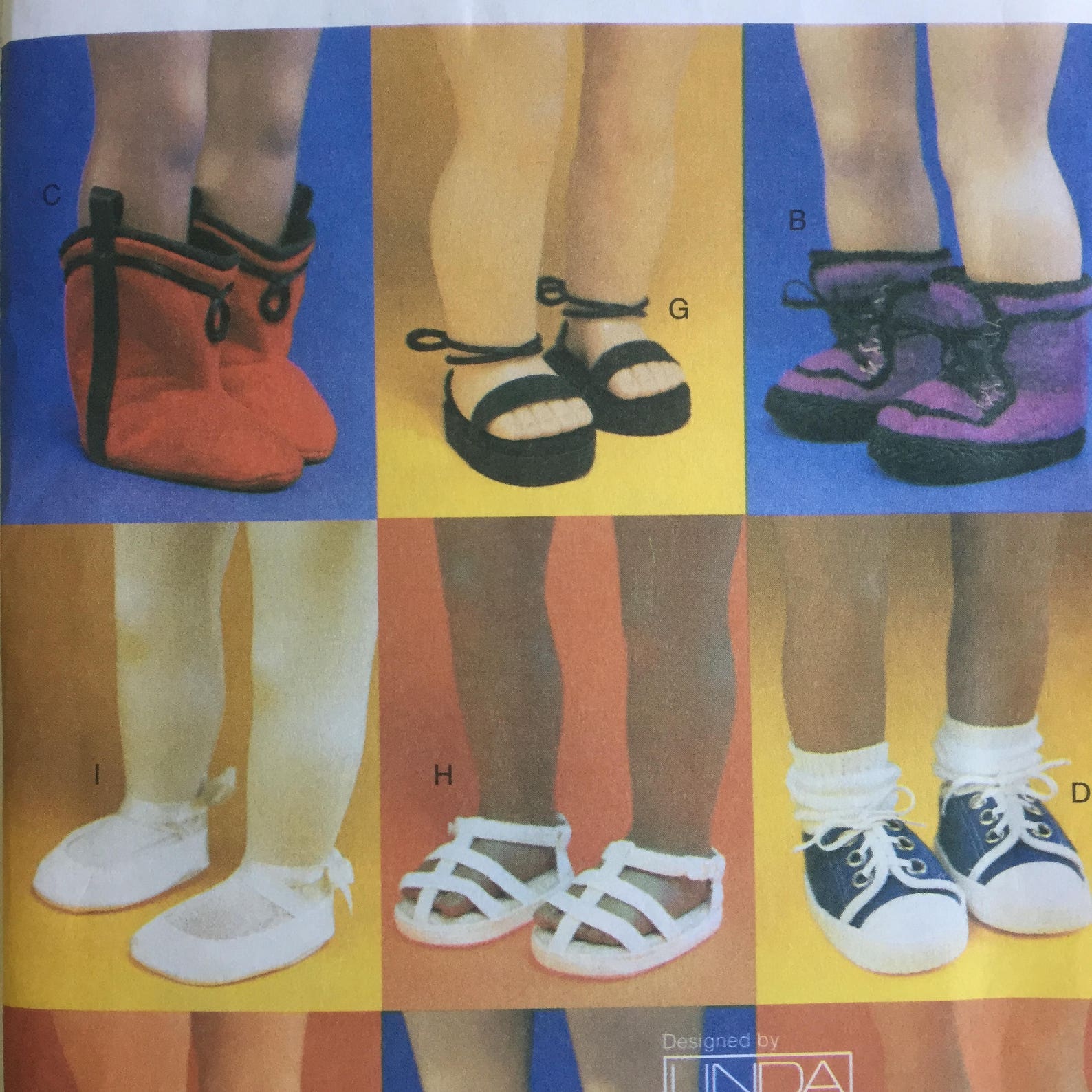 vogue craft 7329/728 sewing pattern 18 inch doll footwear linda carr designs sandals, slippers, boots, ballet, clogs girl americ