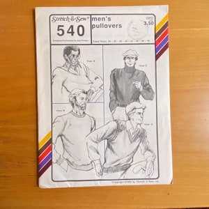 May include: A sewing pattern for men's pullovers, featuring four different styles. The pattern is numbered 540 and designed by Ann Person. The pattern includes sizes 34 to 48.
