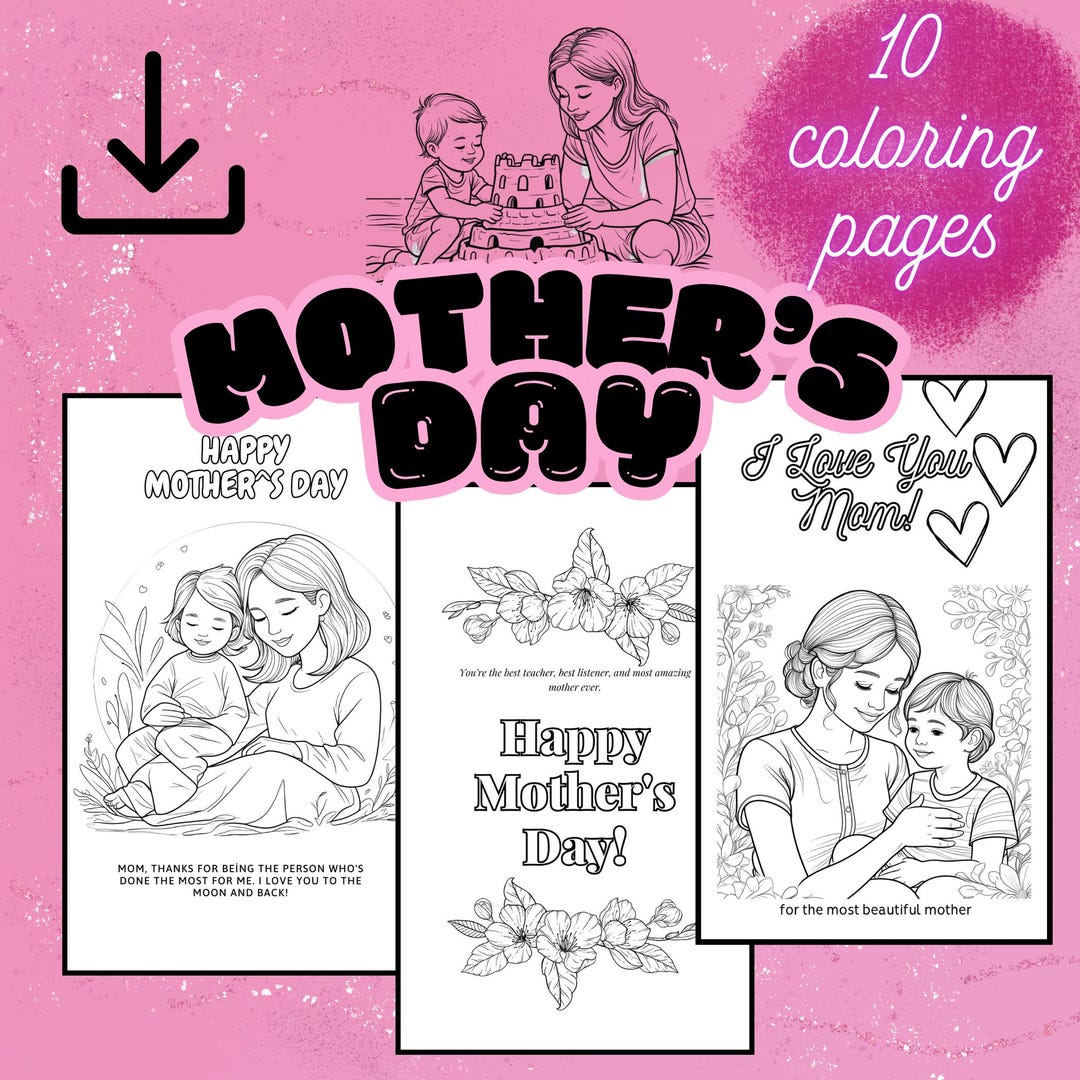Mother's Day Digital Coloring Page | PDF Downloadable Coloring Page ...