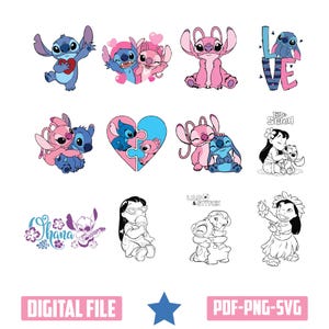 Stitch and Angel SVG Bundle: Love Couple Designs (Digital Download)