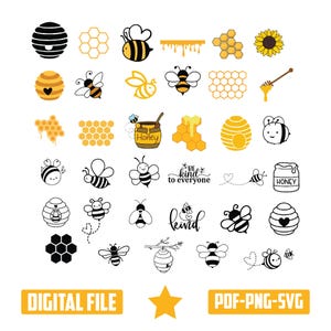 Bee svg bundel Bee Svg Bee Png-bestand honingbij SVG-koningin svg bijenkorf svg Cricut silhouet snijden bestand Bee Clipart schattige bij Svg Bumble Bee