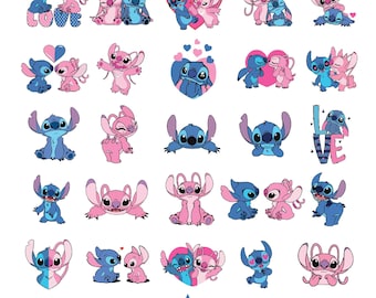 Stitch and Angel SVG Bundle: Love Couple, PNG, PDF (Digital Download)