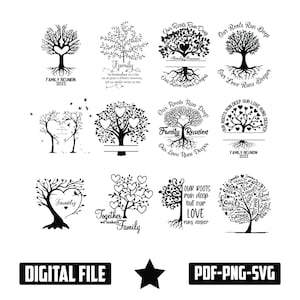 Pakiet SVG Zjazd rodzinny, Koszulka zjazd rodzinny svg, Drzewo genealogiczne SVG, Rodzina svg, Drzewo miłości rodzinnej, Spersonalizowane drzewa genealogiczne, Rodzina razem