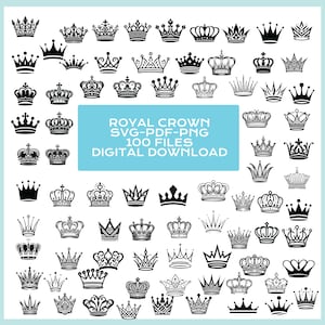 Royal Crown Svg, Crown Svg Bundle, King Crown Svg, Queen Crown Svg, Crown Clipart, Princess Tiara Svg, Cricut, Silhouette, Instant Download