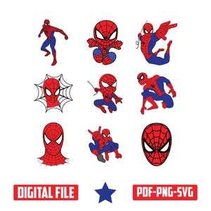 Spiderman Svg Bundle, Spiderman Clipart, Spiderman Cut Files For Circut, Spiderman Silhouette, Spiderman Png, Spiderman Svg, Spiderman Head