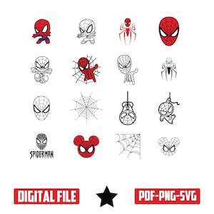 Spiderman SVG Bundle: Boy & Girl Clipart, Cut Files (PDF, PNG)