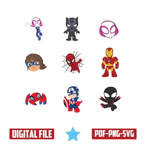 Spidey und seine tollen Freunde SVG Bundle, Spidey Geburtstag, Spidey Clipart, Spidey und seine tollen Freunde PNG, Spidey SVG, Spidey Shirt