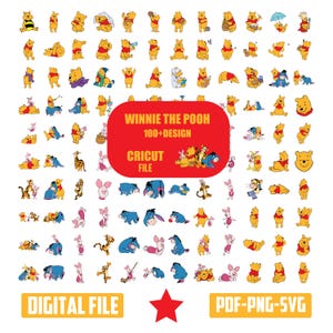 Winnie the Pooh SVG Bundle, Tigger Png, Eeyore Svg Files for Cricut and Silhouette, Piglet Svg Clipart Digital Download