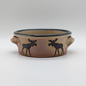 Monroe Salt Works Salt Glazed Stoneware Moose Soup Bowl, Rustic Farmhouse Kitchen