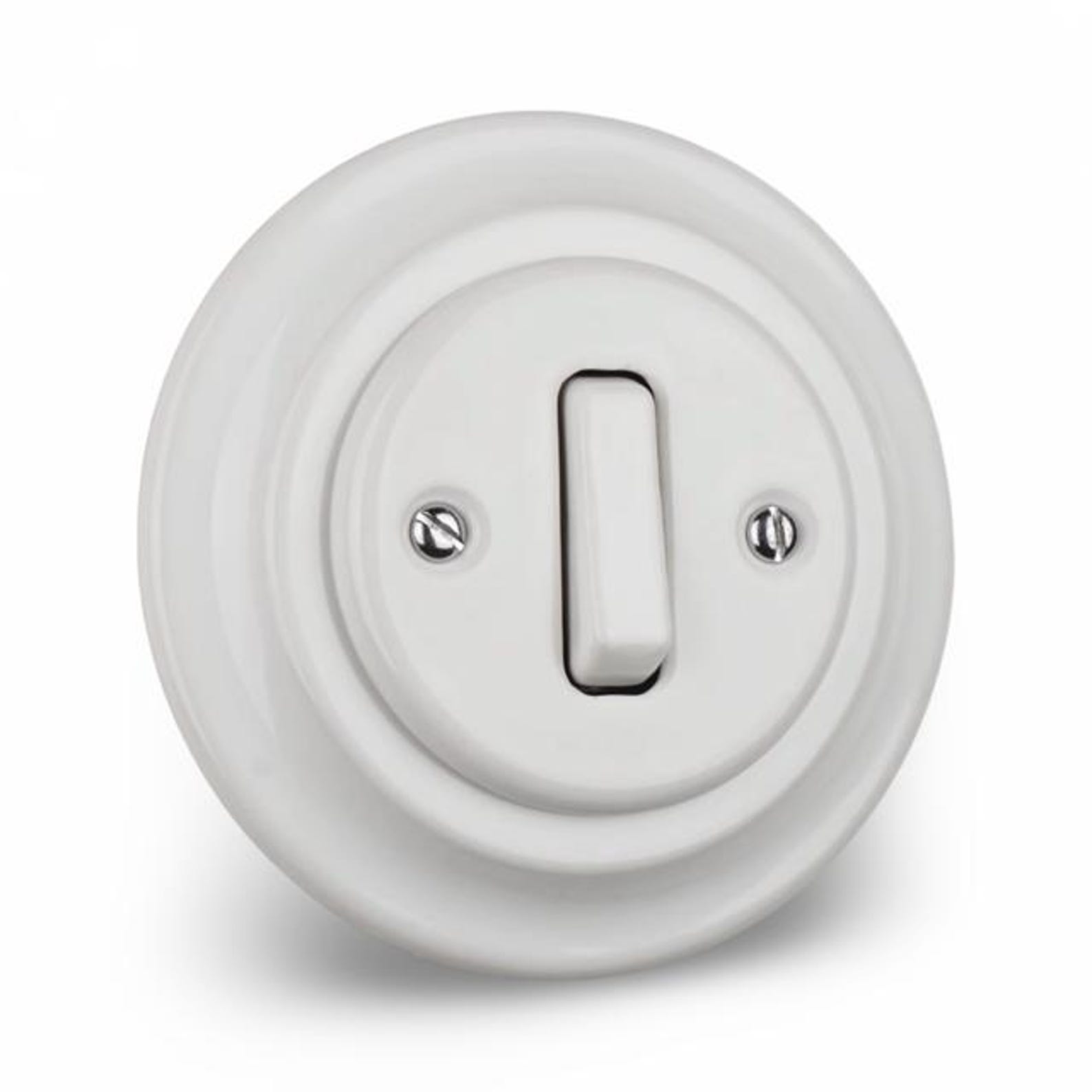 White Porcelain Light Switch: Retro Ceramic Flush Mount Single Switch ...