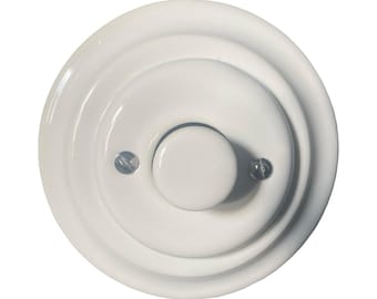 White Porcelain Dimmer Light Switch: Retro Ceramic Flush Mount 2 Way