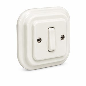 White Porcelain Square single Light Switch: Retro Ceramic Flush Mount 2 Way