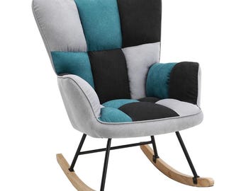 Tufted Rocking Chair: Multi-Colored Padded Accent Chair