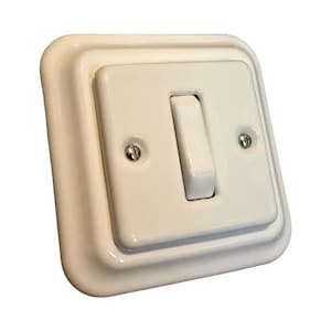 Interruptor de luz simple cuadrado de porcelana blanca: Montaje empotrado de cerámica retro de 2 vías