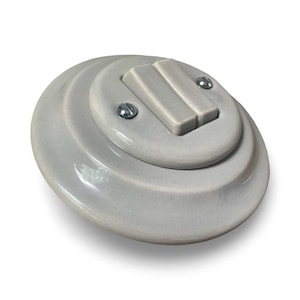 Miami Grey Porcelain Light Switch - 2 Gang Retro Ceramic