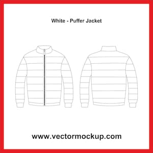 Mockup pufferjack met ritssluiting: ontwerpsjabloon kleding (pdf-download)