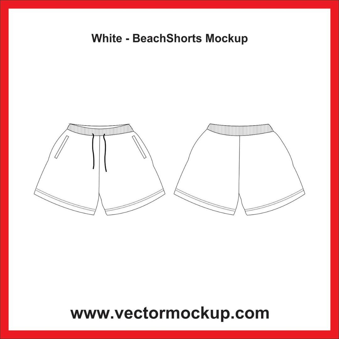 Beach Shorts Mockup | Swim Trunks Template PDF | Digital Download ...