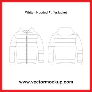 Hooded Puffer Jacket Mockup: Apparel Design Template (PDF Digital Download)