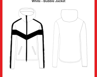 Mockup jack met bubbel | Ontwerpsjabloon bovenkleding (pdf)