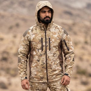 Men's Waterproof Camo Hunting Jacket, Windproof Softshell Outdoor Coat