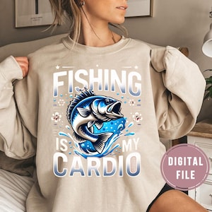 Fishing is Cardio PNG: Funny Fishing Graphic Design (Digital File)