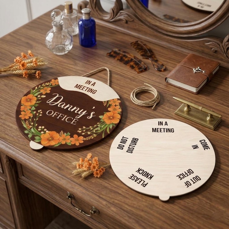 Personalized Rotating Office Door Sign, Custom Work Status Spinner ...