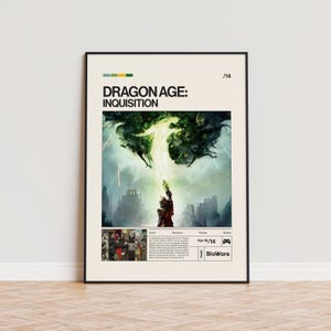 Dragon Age Inquisition Poster, Video Game Poster, Minimalist Game Print, Gaming Room Poster, Gamer Gift, Gaming Print Poster