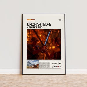 Uncharted 4 - A Thief&#39;s End Poster, Video Game Poster, Minimalist Game Print, Gaming Room Poster, Gamer Gift, Gaming Print Poster