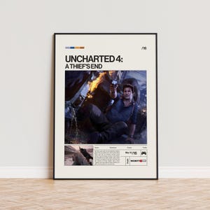 Uncharted 4 - A Thief&#39;s End Poster, Video Game Poster, Minimalist Game Print, Gaming Room Poster, Gamer Gift, Gaming Print Poster