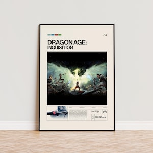 Dragon Age Inquisition Poster, Video Game Poster, Minimalist Game Print, Gaming Room Poster, Gamer Gift, Gaming Print Poster